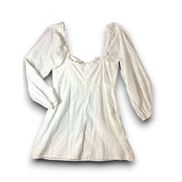 NWT Boohoo Eyelet Babydoll‎ Dress Feminine Cottagecore Coastal Cowgirl Coquette - Picture 8 of 8